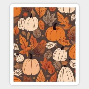 Botanical Pattern Autumn Leaves Pumpkins Magnet